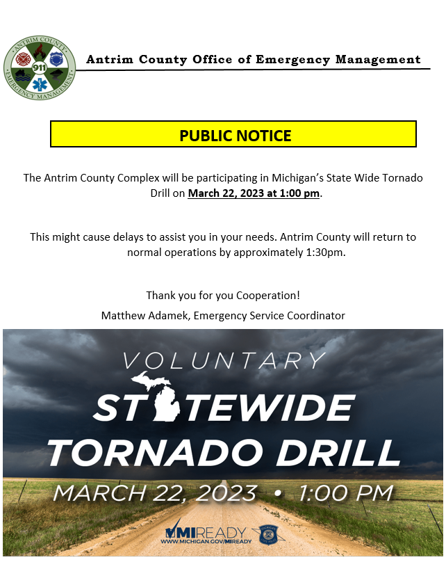 2023-03-23 Notice - Tornado Drill